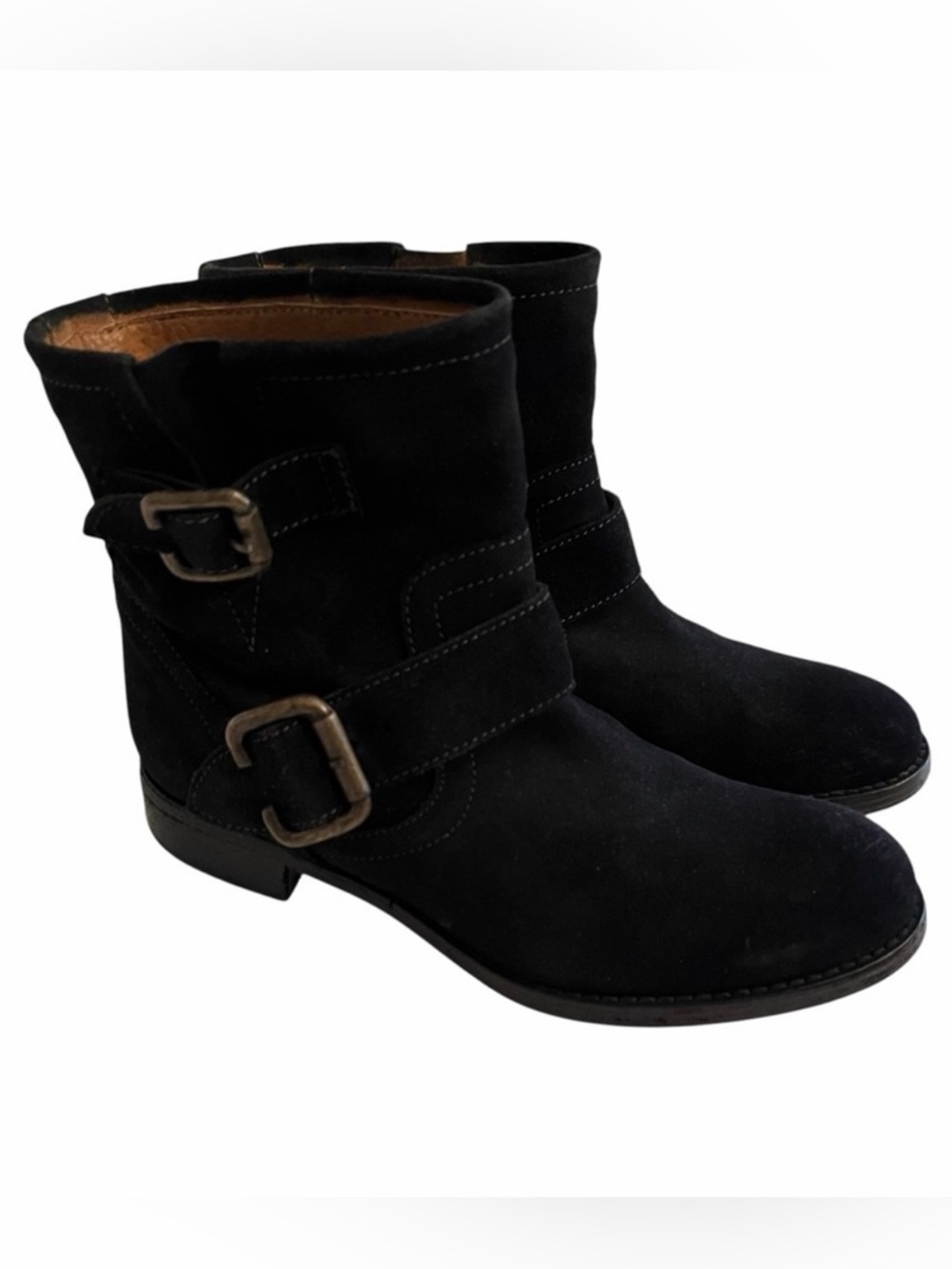 Saks 5th Avenue 10022 Shoe Black Suede Buckle Detail Ankle Bootie 36.5(6.5)